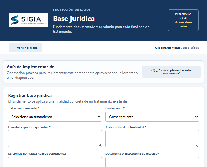 Implementación de base jurídica en SIGIA