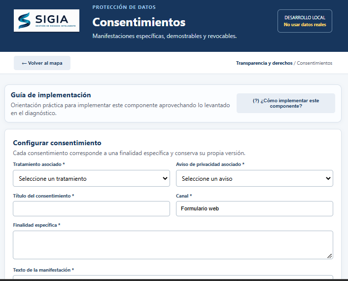 Implementación de consentimientos en SIGIA